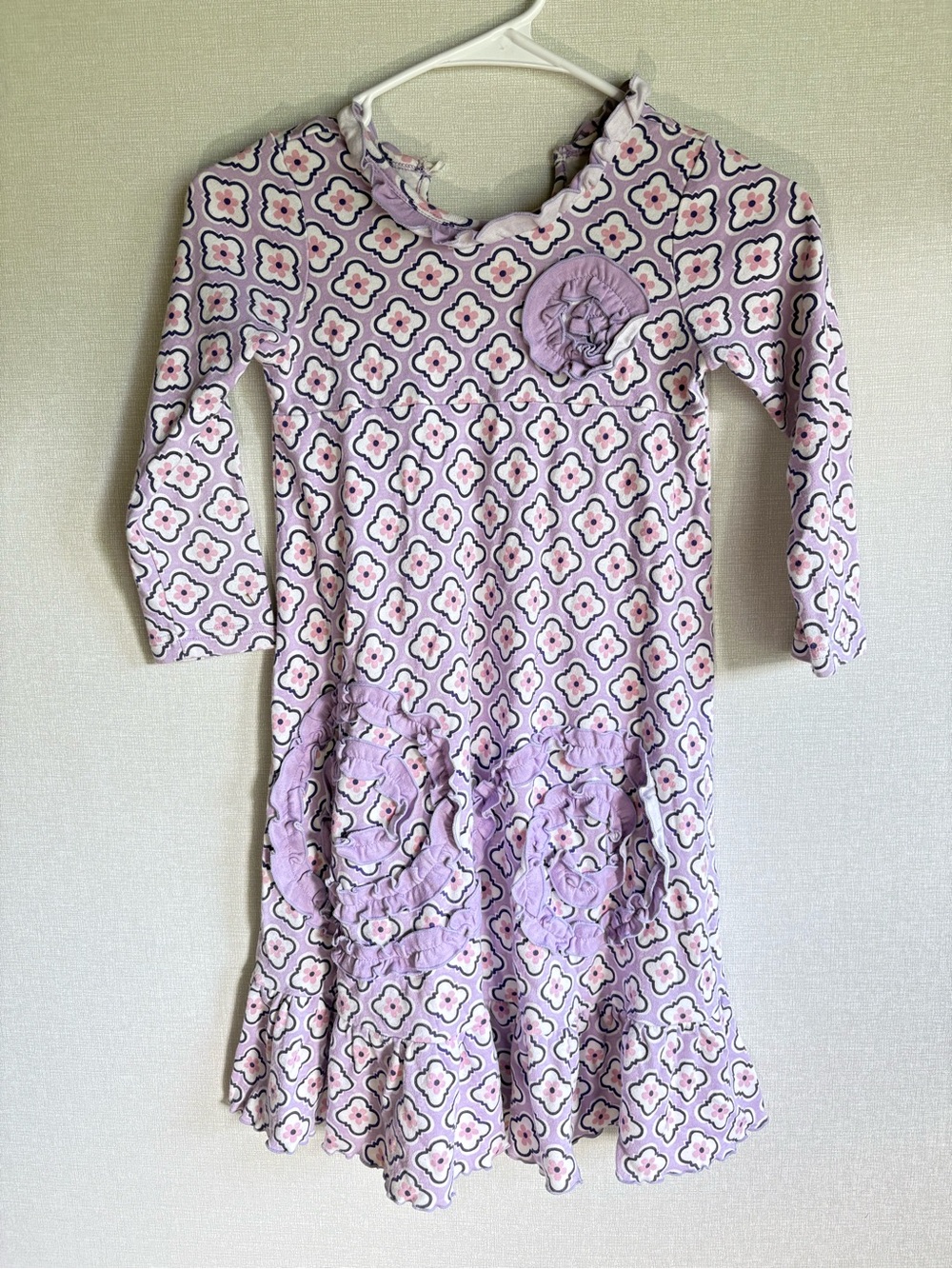 Sara's Prints Lilac Floral Medallion Long-Sleeve Dress
